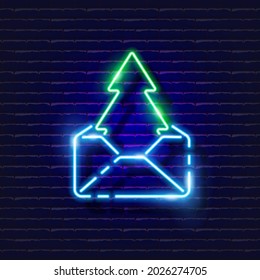 Congratulation message Neon sign. New year card glowing icon. New Year and Christmas concept. Vector illustration for design.