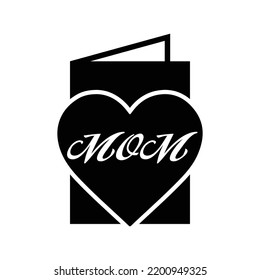 Congratulation mother's day card icon | Black Vector illustration |
