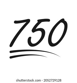 Congratulation number lettering, 750 celebrate follower icon, web online post vector illustration .