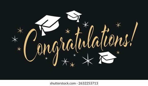 Congratulation on black background vector