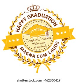 Congratulation on Graduation stamp / label / sticker. Print colors used