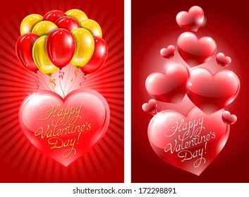 Congratulation on Valentine's Day with balloon and elegant lettering