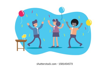 Congratulation Party Flat Design Illustration