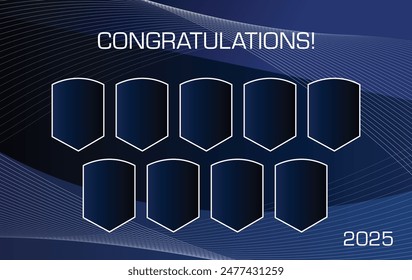 Congratulation photo picture frame collage layout design blue abstract background. 