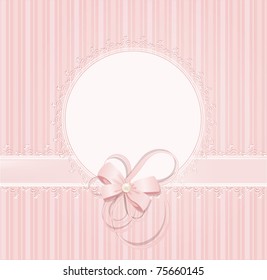 congratulation pink vector background with lace, ribbons, bows