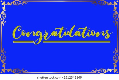 Congratulation sign.Beautiful greeting card poster design on a blue background