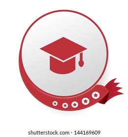 Congratulation symbol,Red button,on White background,vector