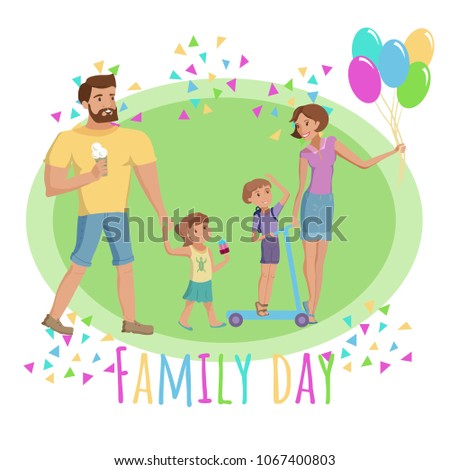 congratulation template family day depicts cheerful stock vector congratulation template