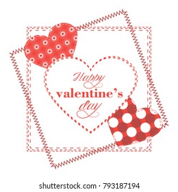 congratulation template to Valentines Day with hearts, vector illustration