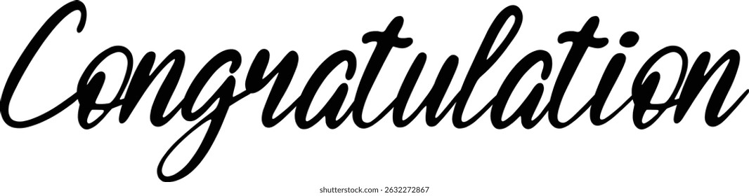 Congratulation text in black color isolated on white background. Hand drawn lettering style, one line drawing, signature, calligraphy, monoline. vector Illustration use for banner design.
