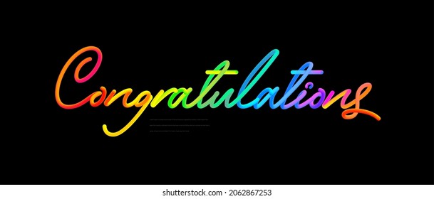 Congratulation text design with colorful line.
