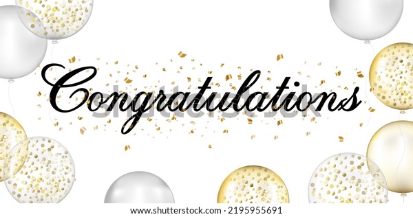 Congratulation Text Golden Silver Balloons Gradient Stock Vector ...