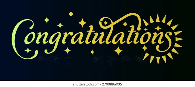 Congratulation typography vector text.  Handwriting congratulation calligraphy words in unique style for celebration, greeting card, happy birthday, achievement, party, anniversary, birthday
