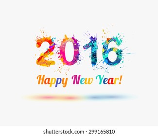 Congratulation vector card. Happy New Year 2016.