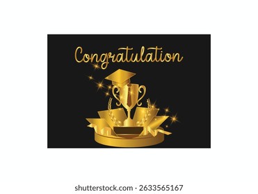 Congratulation! vector illustration poster banner card design for graduation party in university, school, academy. 