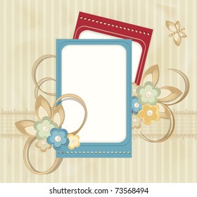 congratulation vector retro background with ribbons, flowers