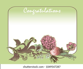congratulation vector vintage background with flowers