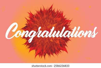 Congratulation you text banner on isolated from background. Hand drawn lettering style, one line drawing, signature, calligraphy, monoline. vector Illustration use for banner design.
