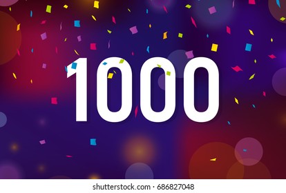 Congratulations 1K Followers Thanks Banner Background With Confetti. Vector Illustration