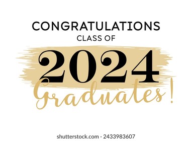 Congratulations 2024 graduates illustration in minimal style. Flat style icon, sticker, decoration element for invitation, greeting cards and other design. Vector illustration.