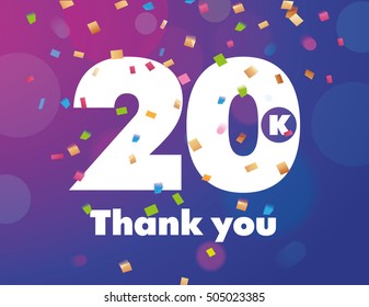 Congratulations 20K followers thanks banner background with confetti