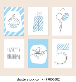 Congratulations to the 5 years of the boy. Collection Journal cards Happy Birthday.
Birthday in blue colour. Cute Children's birthday, anniversary, birthday, happy birthday. simple decoration birthday