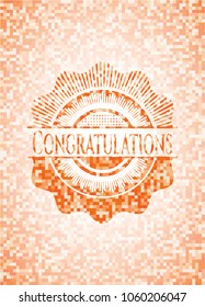 Congratulations abstract orange mosaic emblem