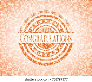Congratulations abstract orange mosaic emblem
