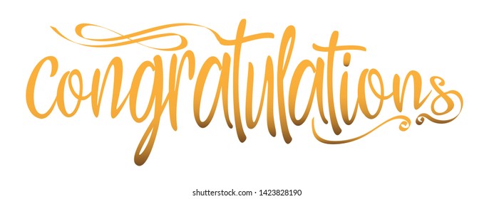 Congratulations. Abstract pattern of random gold confetti with calligraphy lettering. Hand drawn invitation. Handwritten modern brush lettering  with infinity symbol. - vector