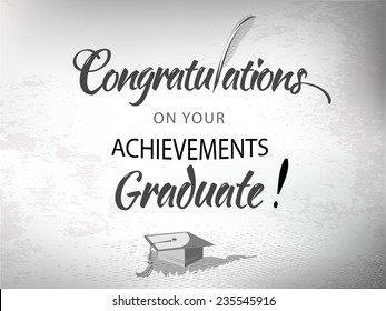 Congratulations achievement text typography Graduate with mortar