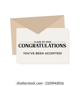 Congratulations Announcement Envelope, Class of 2022, You've Been Accepted, Year 2022, Vector Illustration Background