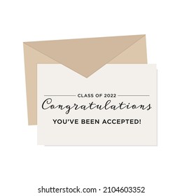 Congratulations Announcement Envelope, Class of 2022, You've Been Accepted, Year 2022, Vector Illustration Background