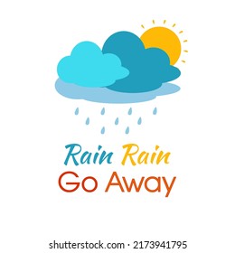 Congratulations Autumn. Vector illustrations with simple pictures. Hello fall. Rain rain go away.