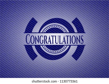 Congratulations badge with jean texture