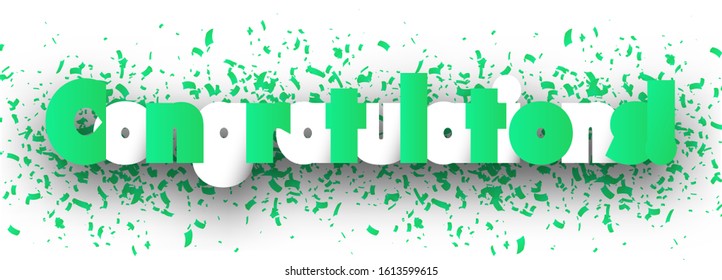 Congratulations Banner with color confetti. Graphic concept for your design
