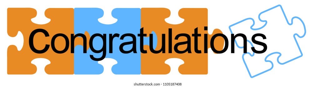 Congratulations banner. with colorful jigsaw puzzle