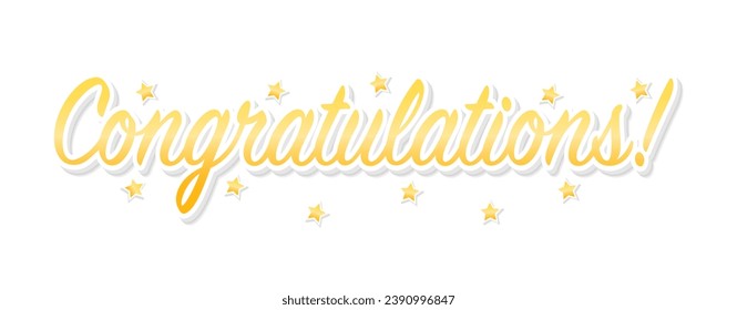 Congratulations, congratulations banner with glitter. Handwritten modern brush lettering on a white background. Handwritten phrase for your design. Vector illustration