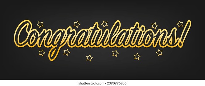 Congratulations, congratulations banner with glitter. Handwritten modern brush lettering on a dark background. Handwritten phrase for your design. Vector illustration