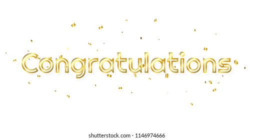 Congratulations Banner With Golden Confetti. Celebration. Concept Design. Vector Illustration