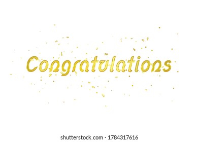 Congratulations Banner With Golden Confetti And Ribbon. Vector Illustration