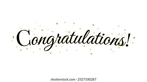 Congratulations Banner With Golden Confetti And Star. Vector Illustration