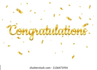 Congratulations Banner With Golden Confetti. Vector Illustration