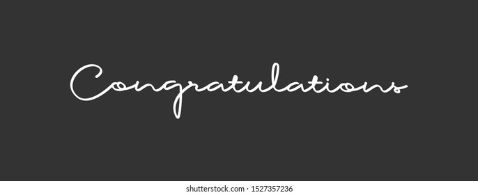 Congratulations banner, hand drawn calligraphy text. Handwritten congratulate sign.