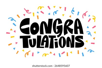 Congratulations banner lettering design Fun and joyful typographic message