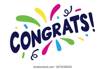 Congratulations banner, poster text lettering calligraphy text isolated vector illustration Congrats on a white background.