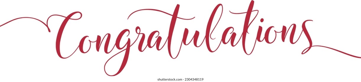 Congratulations Banner Text in Red with Lines Running Off the Edge
