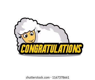 congratulations, beautiful greeting card background or banner with sheep illustration for muslim event or farm theme. design illustration