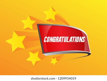 congratulations, beautiful greeting card background, poster or banner with prize banner or or neon box theme. design vector illustration