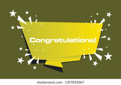 congratulations, beautiful greeting card background or banner with yellow label