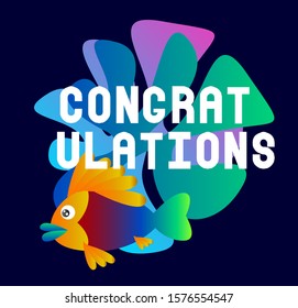 congratulations, beautiful greeting card background or template banner with colorful ocean theme. design vector illustration